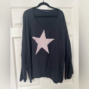 Ellos Women's Plus Size Star Applique Sweater  Pullover 5X navy